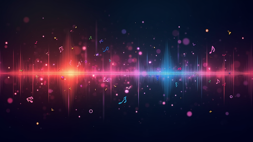 Colorful sound waves on a dark background, evoking the idea of music and frequencies